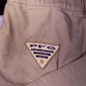 Columbia PFG Shorts - Khaki with Blue Accent